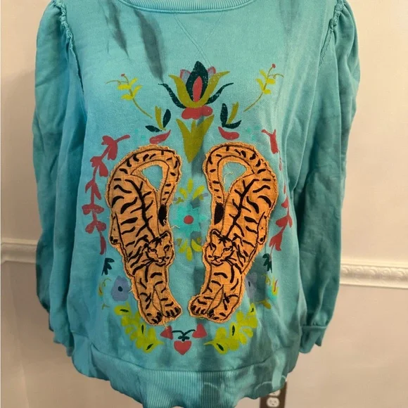 Anthropologie Pilcro Tiger Appliqued Sweatshirt - Picture 2 of 6